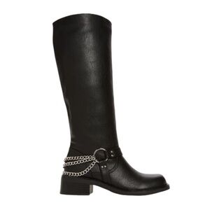 NEW Azalea Wang Gardner Black Silver Chain Moto Engineer Boots Size 8.5 Reg. $98